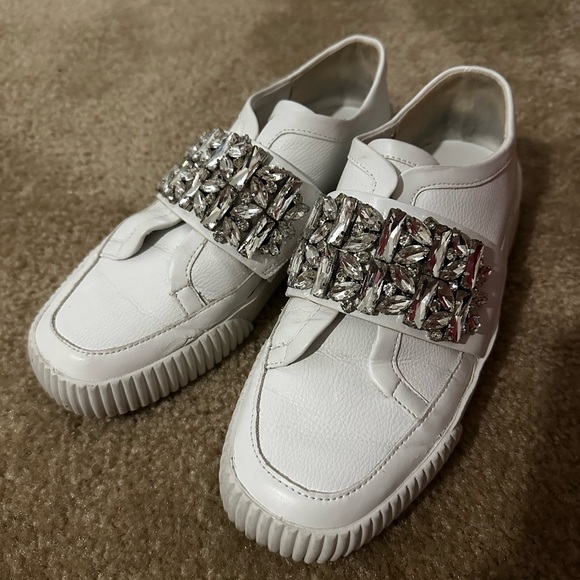 Karl Lagerfeld White Crystal Embellished Sneakers - Picture 7 of 9